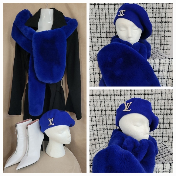 wool and faux fur Accessories - Beret / Scarf set